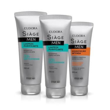 Imagem de Eudora Kit Siàge Men: Shampoo Limpeza Purificante 2x250ml + Condicionador 200ml