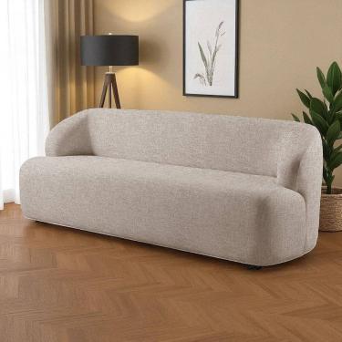 Imagem de Sofá Fixo Noah 3 Lugares Luxo 2,20m Castellar Móbile Linho Cappuccino