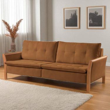 Imagem de Sofá Fixo Matteo 3 Lugares Luxo 1,80m Castellar Móbile Sintético Caramelo