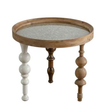 Imagem de Mesa de centro pequena de madeira maciça, mesa lateral de sofá, mesa redonda pequena criativa, mesa de cabeceira redonda simples, mesa lateral simples