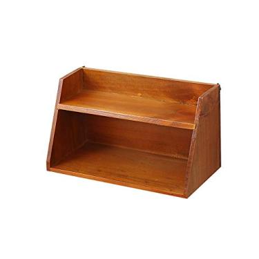 Imagem de Prateleira de parede - 2 andares de madeira europeia multifuncional prateleira de exibição suporte de parede enfeite de parede (cor: marrom)