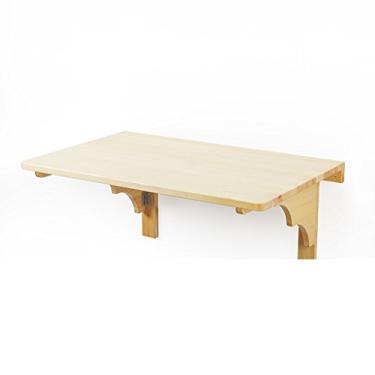Imagem de Mesa dobrável para computador portátil montada na parede mesa de jantar dobrável para espaços pequenos mesa para computador de escritório em casa de pinho de cor natural (tamanho: 24" x 16" x 11"