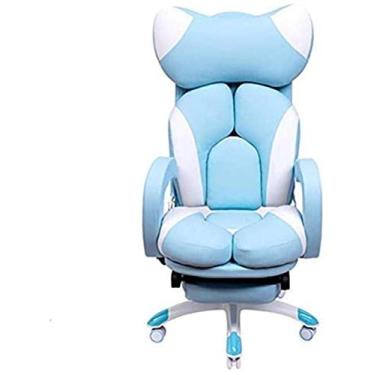 Imagem de Gaming, ergonômico, escritório, computador fofo pode ficar com apoio para os pés, braço giratório, azul, sem apoio para os pés