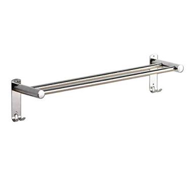 Imagem de Toalheiro toalheiro de aço inoxidável prateleira de toalha dupla rack de armazenamento com gancho barra de toalha montada na parede para banheiro cozinha hotel - 90 cm - haste única (30 cm) (70 cm)