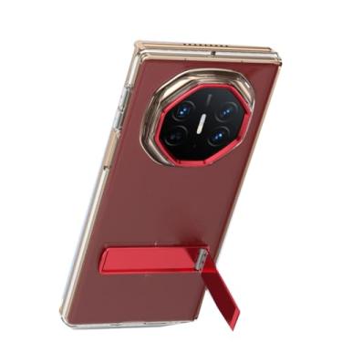 Imagem de LYJSMGZ Capa transparente para Huawei Mate XT, suporta carregamento sem fio com suporte, capa antiamarelamento, à prova de choque, ultrafina, vermelha, Mate XT