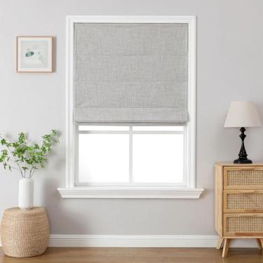 Imagem de Joydeco Persianas romanas sem fio, persianas de tecido de linho, persianas blackout com isolamento térmico, persianas escurecidas para janelas internas, fácil de instalar, 71 cm L × 182 cm A, branco