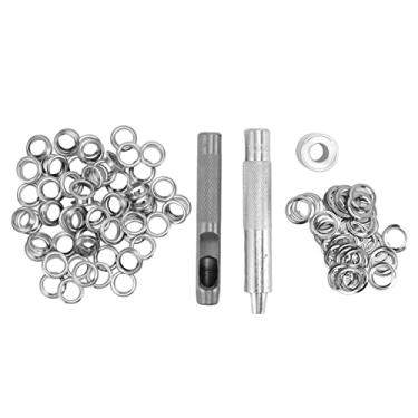 Imagem de Kit de ferramentas de ilhós 100 conjuntos de ilhós de metal com mandril cortador de furos e ferramentas de configuração para artesanato DIY, reparo de lonas, tendas e capas de