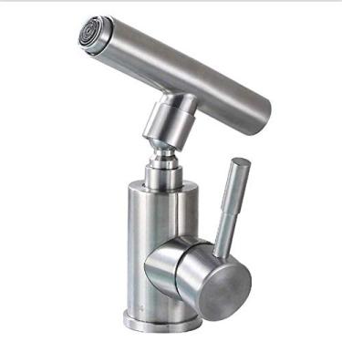 Imagem de Torneiras de pia de cozinha, torneira de água, torneira de cozinha, rotação de 360° torneira de bacia de cozinha de aço inoxidável moderna cabeça de banheiro torneiras de lavatório quente e frio