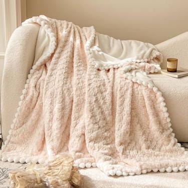 Imagem de Cobertores de lã manta de flanela para sofá sofá cobertor de lã para cama de solteiro e casal, cobertor macio quente aconchegante para cama, sofá, cobertor de viagem de acampamento (cor: /rosa C