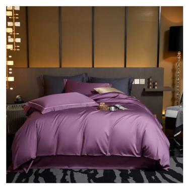 Imagem de Conjunto de capa de edredom queen dupla de cor sólida de luxo 1000TC algodão macio e sedoso fronha de edredom (12 king)