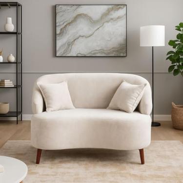 Imagem de Sofá Orgânico Curvo 2 Lugares Feijão Suede Bege