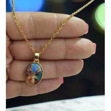 Imagem de Corrente com Pingente Sagrada Família Jesus Maria e José - Magazine wo