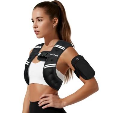 Imagem de PICKPEAK Colete pesado para mulheres e homens 2,3 kg/2,7 kg/3,6 kg/5,4 kg/6,8 kg/9,1 kg/11,3 kg/13,6 kg colete pesado para caminhada, colete de peso de treinamento de força com fivela ajustável bolsa