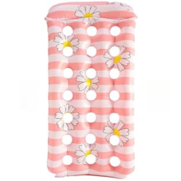 Imagem de Boia Rede para Piscina com Design de Flores, Cama Flutuante Deitado Adulto 180x88cm, Segura e Confortável(rosa flores)