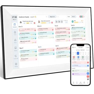 Imagem de Jazeyeah Agenda de parede com calendário digital de 25,7 cm, tela sensível ao toque para agendas familiares, recompensas de realização, planejamento de refeições, moldura digital, presentes