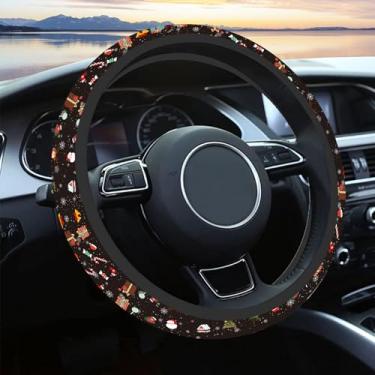 Imagem de Capa de volante de carro para mulheres e homens, volante fofo, respirável, antiderrapante, protetor de volante preto, acessórios para carro, universal de 35,5 cm 02/5.1-38.1 cm para automóvel, SUvs