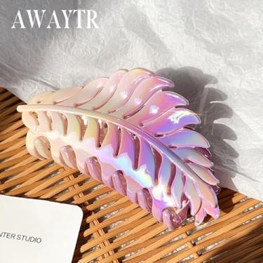 Imagem de Grampo de cabelo de folha gradiente colorido - acessório de cabelo elegante e cativante para mulheres (roxo gradiente)