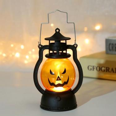 Imagem de Lanterna sorridente de Halloween com design de sorriso maligno 12,5 x 5,7 cm pingente de lâmpada eletrônica LED