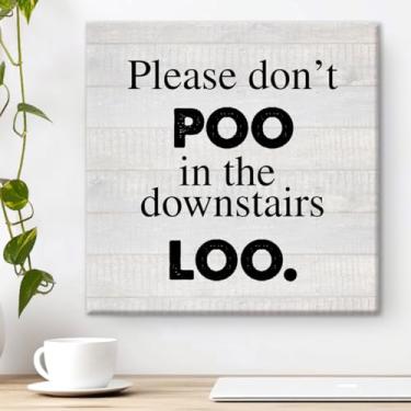 Imagem de Pôster emoldurado engraçado para casa de banho, casa de fazenda, casa de banho, decoração de parede 20 x 20 cm