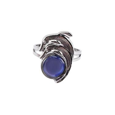 Imagem de Anel de humor de golfinho ajustável que muda de cor para mulheres para presente de estilo único para ocasiões especiais