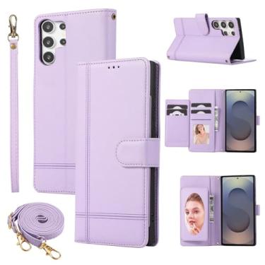 Imagem de Dswteny Capa tipo carteira compatível com Samsung Galaxy S25 Ultra 5G, alça transversal, flip espelhada, porta-cartão de crédito, capa para celular para S25Ultra 25S S 25 25Ultra 6,9 2025 feminino e