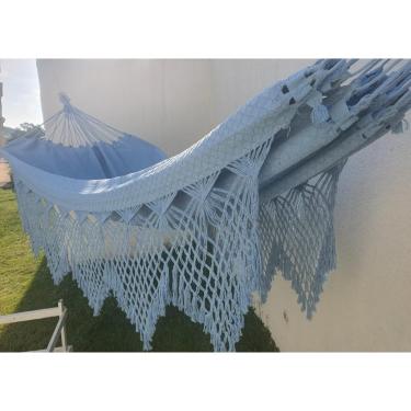 Imagem de Rede de Dormir Casal Luxo Gigante 4,4m Algodão – Artesanal, Confortável e Super Resistente, Várias Cores(Azul Claro)