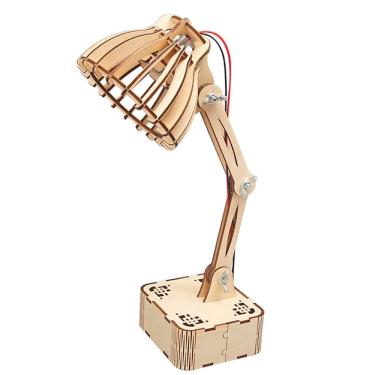 Imagem de Kit de experimentos científicos STEM para crianças com luminária de mesa de madeira com controle de voz