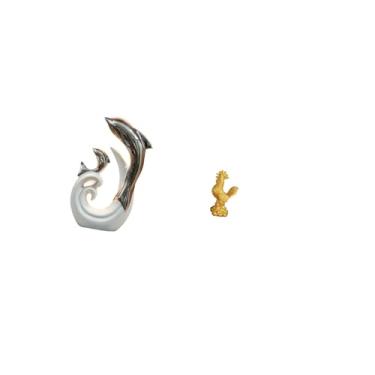 Imagem de Fenteer Estatueta de Golfinho E Galinha em Cerâmica, Arte Abstrata Moderna, Decoração Feng Shui para Suporte de TV, Lareira, Escritório, Sala de Estar, Mesa D