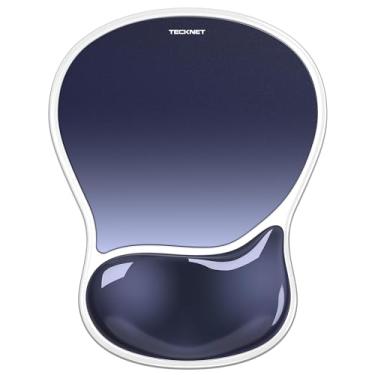 Imagem de TECKNET Mouse pad de gel com descanso de pulso, mouse ergonômico de escritório com suporte de pulso - antiderrapante e superfície lisa tapete de acessórios de mesa confortável para escritório, jogos e