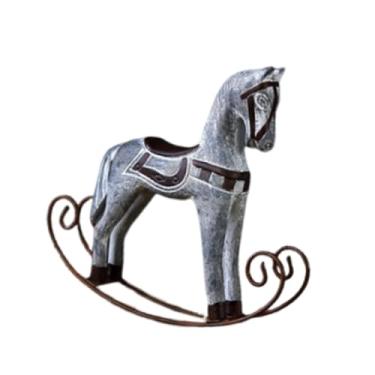 Imagem de Generic Estátua de Cavalo de Balanço de Madeira, Escultura de Animal, Ornamento de Mesa para Quarto Infantil, Estante, Armário, Decoração de Casa, Cinza