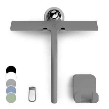 Imagem de GÜTEWERK Rodo de chuveiro para portas de vidro, rodo para porta de vidro de chuveiro, rodo de borracha para portas de chuveiro, rodo de porta de chuveiro para limpeza de janelas, rodo de vidro de