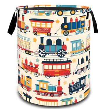 Imagem de VODRM Cesto de lavanderia retrô colorido, cesto organizador de brinquedos para crianças e adultos, cesto de armazenamento impermeável de tecido Oxford para quarto, banheiro, decoração de casa