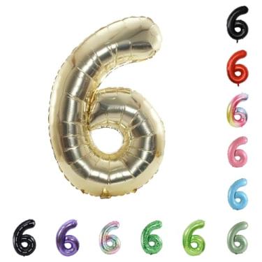 Imagem de Balão grande de hélio com número de hélio de 101 cm para festa de casamento 0-9 (ouro pálido, 6)