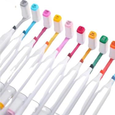 Imagem de 24/36/48/60/80/120 Estojo Bolsa Caneta Marcadores Com Ponta Dupla Tampa Com NÚMERO DE CORES (12 unidades com cor aleatorio)