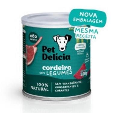 Imagem de Ração Úmida Natural Cordeiro com Legumes Proteína Alternativa para Cães Adultos 320g Pet Delícia
