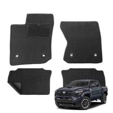 Imagem de EKR Tapetes de carpete de ajuste personalizado para Toyota Tacoma cabine dupla 2024-2025, tapetes de espessura de 1,27 cm, forros de piso antiderrapantes premium para todos os climas (cobertor preto