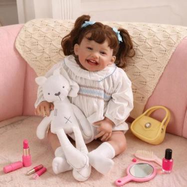Imagem de Boneca Bebê Reborn Brastoy Realista 60cm Silicone Conjunto de Roupa Ch