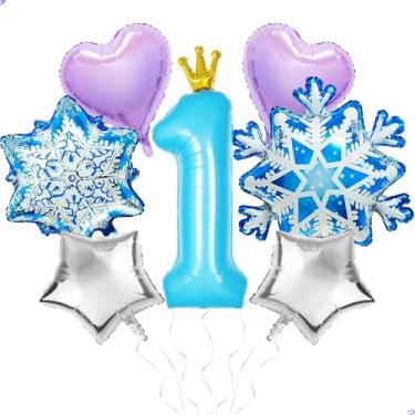Imagem de Balões congelados de 101,6 cm, decorações de 1º aniversário para aniversário congelado, balão de floco de neve, decoração de festa de aniversário, lembrancinhas 1