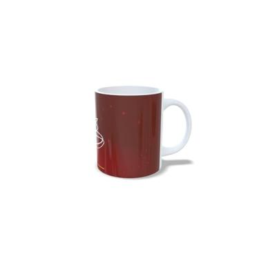 Imagem de Caneca de Cerâmica Natalina, Branca com Decoração Dourada, 325ml, Design de Estrelas e Bolas, Lavável em Lava-Louças, Material Durável, Ideal para Bebidas Quentes, Alça Ergonômica (5)