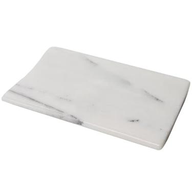 Imagem de Bandeja de mármore branco – Organizador de pedra natural para toalhas, perfume, joias e cuidados com a pele, decoração de bancada de banheiro, 16 cm x 9 cm