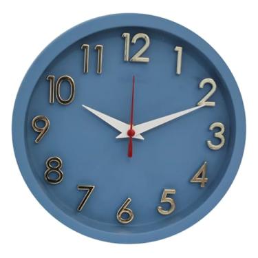 Imagem de Relógio de Parede 3D com Mecanismo Step Silencioso - Ideal para Cozinhas, Escritórios e Quartos (Azul) 24X24cm