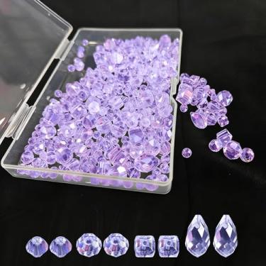 Imagem de 300 peças de contas de vidro para fazer joias, contas de apanhador de sol para artesanato faça você mesmo, colar, pulseira, brinco kit (roxo)