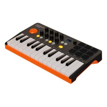Imagem de Teclado Midi Portátil Rockdale 25 Tecla Usb Bluetooth Branco ou Preto (Preto e Laranja)