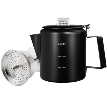 Imagem de Vaolvpant Cafeteira de aço inoxidável 304, sem revestimento, cafeteira de moka 304, máquina de café expresso italiana Greca Cubana, 1000 ml, adequada para fogão de indução a gás, chaleira de