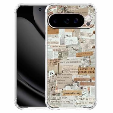 Imagem de malegaon Antigo jornal estética vintage retrô arte colagem, capa completa de TPU macio moderno para Google Pixel 10 Pro XL transparente