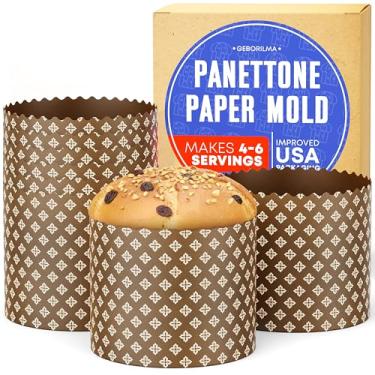 Imagem de Molde de pão de Páscoa Geborilma de 590 ml - moldes grandes para assar papel panetone pacote com 6 - molde panetone seguro para forno A 4,75 x L 12,7 cm - Molde de papel para pão de Páscoa Paska -