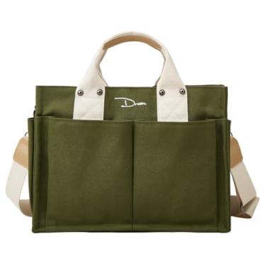 Imagem de Bolsa de Lona com Alça - para Mamãe Messenger Grande Capacidade Múltiplos Bolsos Ombro Tote Reutilizável Fácil Limpar