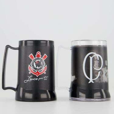 Imagem de Kit com 2 Canecas em Gel Corinthians Preta-Unissex