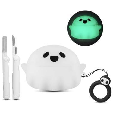 Imagem de Capa para AirPods Pro 3 2025, fofa, luminosa, divertida 3D, fantasma, projetada para Apple AirPods Pro 3ª geração, capa de silicone macio anime AirPods Pro 3 para mulheres, homens, crianças