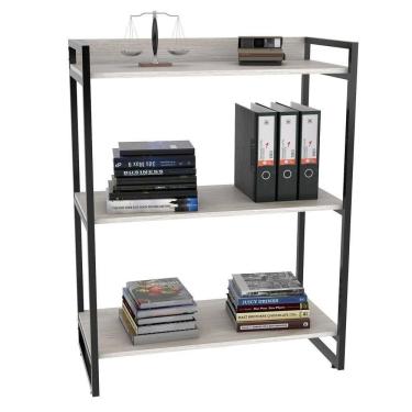 Imagem de Estante Livreiro Prisma Estilo Industrial 80cm 3 Prateleiras C08 Snow - Mpozenato